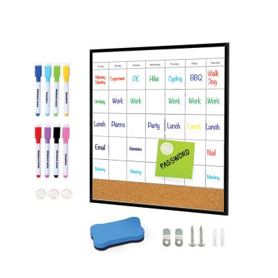 China Best Selling Black 3-in-1 Border Calendar Monthly Magnetic Dry Erase Reusable White Board for sale