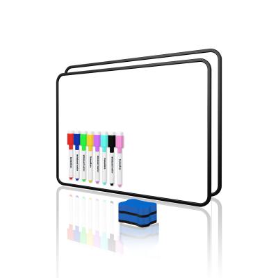 China Fashion 2*Whiteboard 2*Eraser 8*Colored Pen Frame Double Side Dry Erase Reusable Eraser Top Dry Marker Portable Black Whiteboard for sale