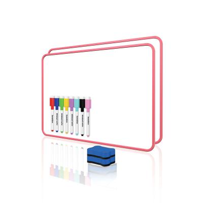 China Fashion 2*Whiteboard 2*Eraser 8*Colored Pen Frame Double Side Dry Erase Reusable Eraser Top Dry Marker Portable Pink Whiteboard for sale