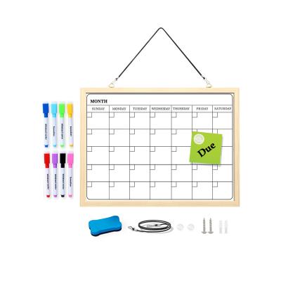 China Top Fashion Reusable With Arming Rope Wooden Frame Erase Calendar Dry Whiteboard for sale