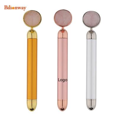 China Custom Wholesale New Arrival 24k Whitening Rose Quartz Electric Beauty Facial Massager Bar for sale