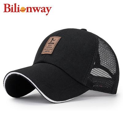 China COMMON Wholesale Summer 6 Panel With Patch Leather Men's Custom Logo Mesh Baseball Caps Trucker Hats for sale