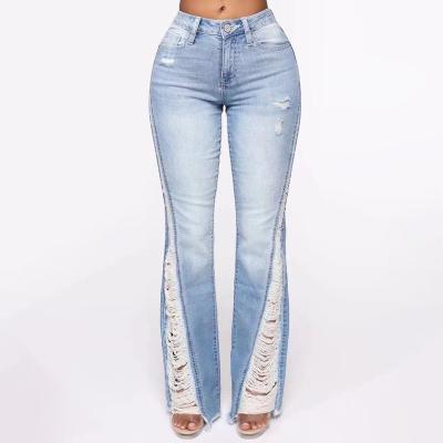 China Wholesale Slim Fit QUICK DRY S jeans pants thin stretch high waist fringe ladies Woman Pants Skinny Ripped Women 's jeans for sale