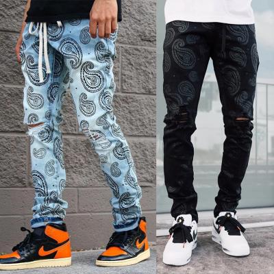 China Wholesale 2022 new print jeans QUICK DRY for plus size mens long plus size mens causal skinny denim stacked jeans for sale