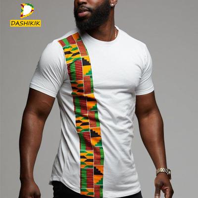 China ODM Sadik African Print Short Sleeve Tee Men T-shirt Fashion African Print Wax Print African Pattern White Custom Plus Size T-shirt for sale