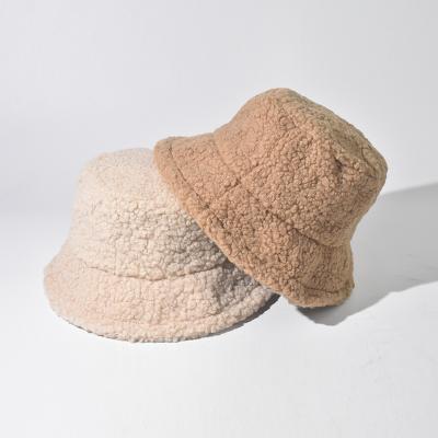 China Wholesale 2022 New Wholesale Woolen Fisherman Hat Casual Lambskin Hat Plus Velvet Solid Color Warm Wild Women's Plush Lambskin Hat for sale