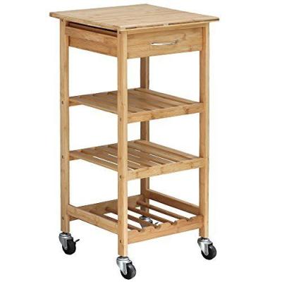 China Home Kitchen Trolley With 3 Tier Storage Shelf Kitchen Furniture Bamboo Wood for sale