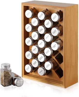 China Viable Bamboo Spice Rack Organizer, Spice Shelf Rack Holder with 23 Glass Jars, 15.75 x 10.83 inch for sale