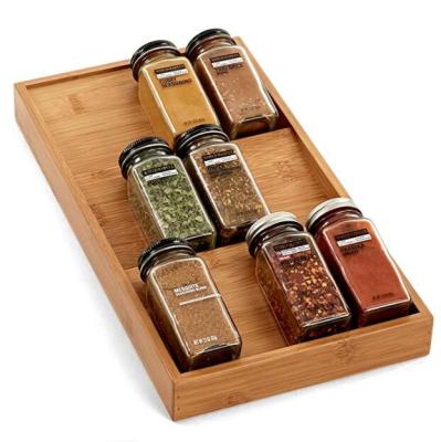 China Sustainable Bamboo Kitchen Spice Organizer For Drawer Spice Storage Shelf Drawer 3-Tier for sale