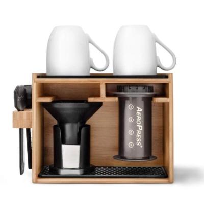 China Amazon Sustainable Hot Premium Coffee Maker For Organize Coffee Maker With Recyclable Bamboo Rack Holder for sale