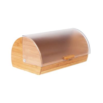 China Best Wooden Freshness Preservation Kitchen Food Storage Container Natural Bamboo Bread Box Holder for sale