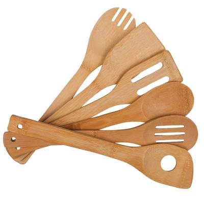 China Sustainable Organic Bamboo Utensil Set 6 PCS Kitchen Tools Cooking for sale