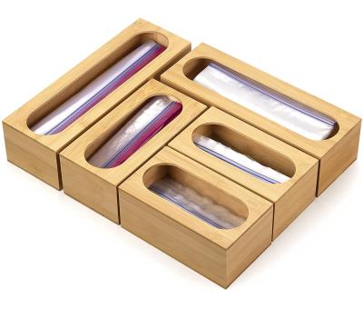 China Viable Bamboo Ziplock Bag Storage Organizer for Drawer, Food Storage Bag Holders Compatible Organizer for sale