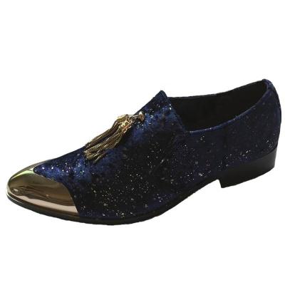 China Loafers 2020 New Men's Dress Fashion Blue Velvet Shoes for sale