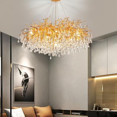 China Living Room Modern Luxury Raindrop Dining Room Gold Ceiling Chandelier Crystal Lamp for sale