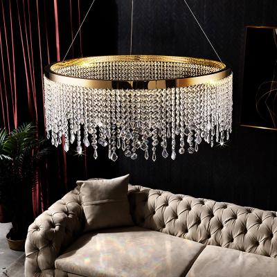 China Modern Vintage Living Room Long Pendant Lighting Large Led Luxury Hotel Crystal Modern Chandelier Luxury for sale