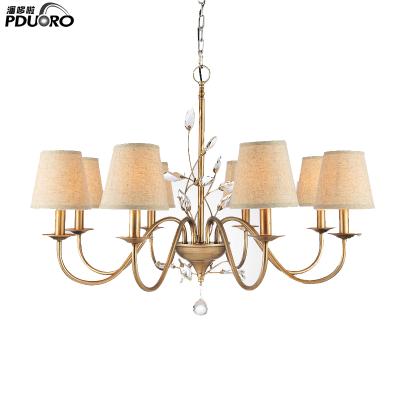 China Unique Wholesale Pakistan Art Fabric Modern Light Copper Brass Chandelier for Bedroom for sale