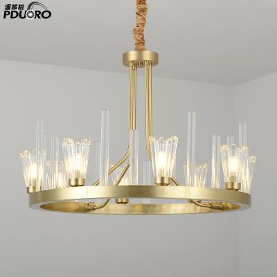 China Modern Simple Pure Copper Marble Glass Decorative Chandeliers Light Luxury Crystal Pendant Light SD1017 for sale