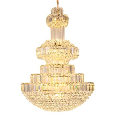 China Large Traditional Crystal Chandelier Hotel Engineering Pendant Lamp Custom Hand Woven Mesh Lighting for sale