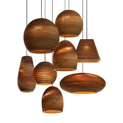 China Asian popular pendant lamp corrugated modern material high quality paper light energy-saving chandelier for sale