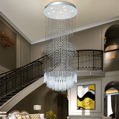 China Long Large Grand Ceiling Lead Crystal Modern Contemporary Staircase Hotel Modern Vintage Chandelier Luxury for sale