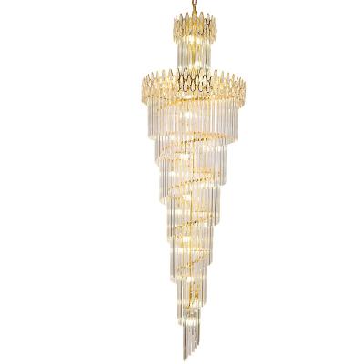 China Vintage Luxury Hotel Long Modern Living Room Large Staircase Led Crystal Chandeliers Lighting for sale