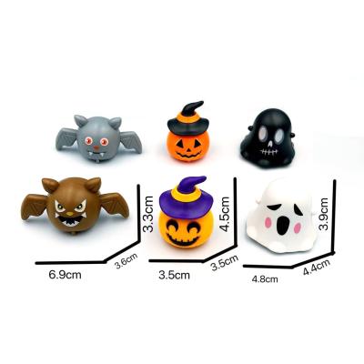 China Pull Back Cute Plastic Cartoon Pull Back Pumpkin Bat Ghost Halloween Pull Back Car Toys for sale