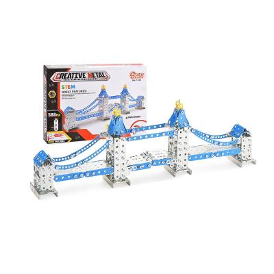 China DIY Building Brick Rod Metal Tower Bridge Self Assembled Building Blocks Toys 588pcs for sale