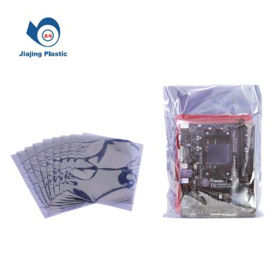 China Electronic component bag anti-static frame esd recyclable transparent colorful plastic bags with ziplock top bag anti-static zipper for sale