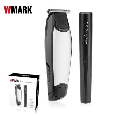 China Clipper + nose trimmer combination WMARK 2 set IN 1 Mini Rechargeable Cordless Men Barber beard trimmer hair trimmer and nose trimmer for sale