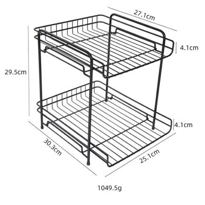 China Double Layer Iron Art Basket Kitchen Storage Basket Viable Portable Shelving Rack Fruit Basket for sale