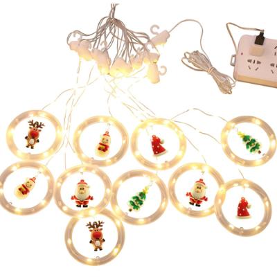 China Festival Decoration Christmas Home Decoration LED Lights String Ring Leather Curtain Lights Christmas Tree Atmosphere Pendant Lights for sale