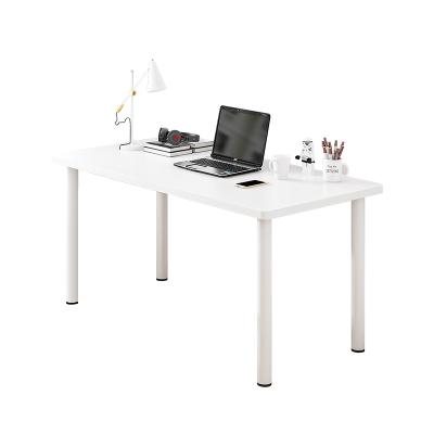 China Convertible Modern Furniture Simple Steel Frame Computer Table Wood Desk For Home Office Round Legs for sale