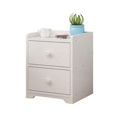 China Modern white wooden bedside table 2 drawers nightstand convertible bedroom furniture for sale