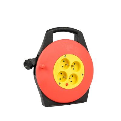 China Industrial Equipment 7.5M Electrical Outlets 4x16A Extension Mains Cord Retractable French Type Cable Reel for sale