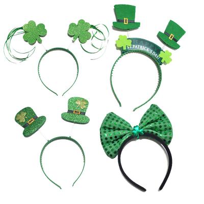 China Green Shamrock Holiday Headband St Patricks Day Bowknot Irish Hair Accessories Party Holiday Decoration for sale