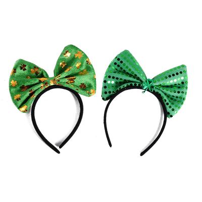 China Party Holiday Decoration St Patricks Day Feathered Irish Green Shamrock Headband Top Hat Party Bowknot Accessory for sale