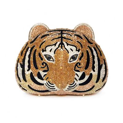 China Shinny Evening Clutch Bag Wedding Purse Formal Party 3 D Purse Tiger Head Evening Bag Wedding Crystal Rhinestone Clutch Purse For Luxury Wholesales for sale