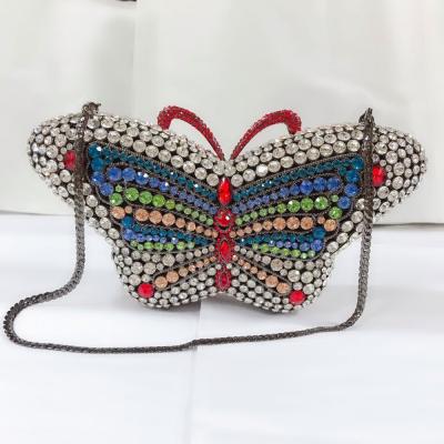 China New Design Good Quality Luxury Full Wedding Bridal Bowknot Crystal Bag Rhinestone Handbag Hardcase Clutch Bags Sparkle Butterfly Clutch Bags Full for sale