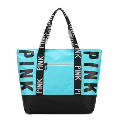 China Wholesale Cheap Luxury Waterproof Women Beach Ladies Large Capacity OEM Handbag Sublimation Nylon Tote Bag Pink for sale