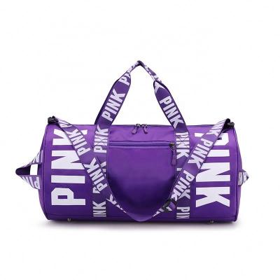 China Custom Foldable Duffle Bag Gym Yoga Bag Logo Travel Accessories Pink Duffel Bag Wholesale Waterproof Polyester Gym Bag For Women Bag Overnight In Stock for sale