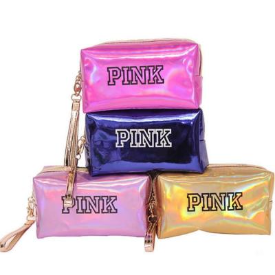 China Dustproof Shockproof Waterproof Accept Custom Logo Pink Waterproof TPU Zipper Pouch Kit Beauty Bag Pvc Cosmetic Travel Makeup Bag With Private Label for sale