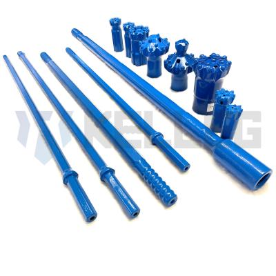 China Precise Drilling Taper Button Bits and Taper Drill Rods Made of High Manganese Steel for sale