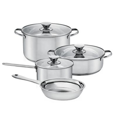 China Viable factory wholesale stainless steel kitchen pots and pans cookware sets for sale