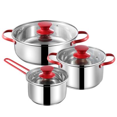 China Sustainable OEM / ODM Cookware Set For Stainless Steel Kitchen Wares Cooking Pot With Soup Pot Set for sale