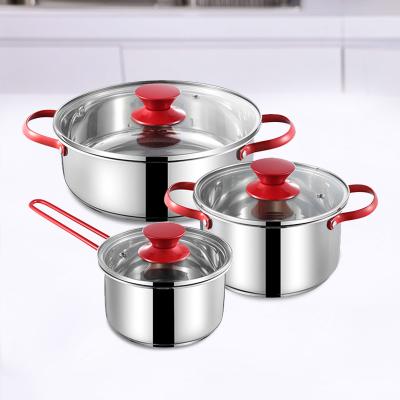 China Color Cookware Set CE/EU Large Capacity Metal Stainless Steel LFGB Sustainable Customizable Kitchenware for sale