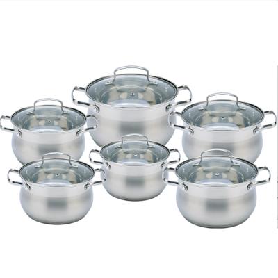 China Sustainable Kitchen Metal OEM Double Handle Cookware Milk Pot Stainless Steel Cookware Set for sale