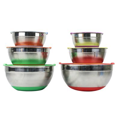 China Best Selling Mixing Bowls Eco-friendly Sustainable 12 Pieces Color Stainless Steel Salad Bowl With Lid For Kitchenware for sale