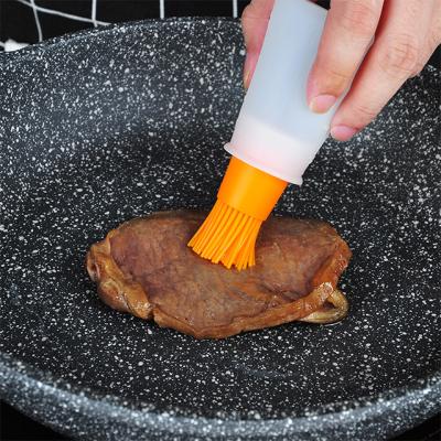 China Viable Cake Tool Silicone BBQ Baking Brush With Lid Cake Oil Baking Brush With Scale for sale