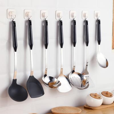 China Sustainable 304 stainless steel utensil kitchen set (spatula, colander ladle, frying shovel, soup scoop, loog spoon) for sale